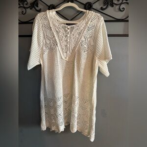 Elegant Cream Crochet Women's Top